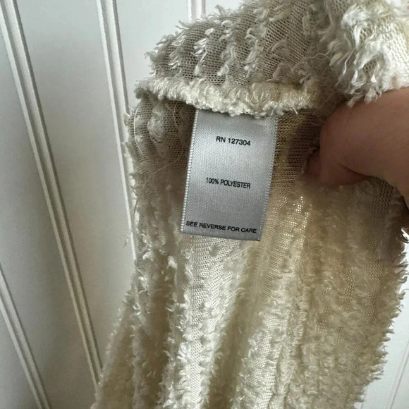 John Mark Ivory Cowl Neck Fuzzy Sweater 3/4 Sleeve - Picture 5 of 5